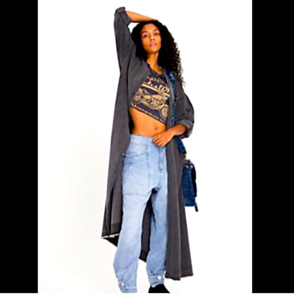 Free People Denim Market Dress Oversized Button Down Maxi Duster